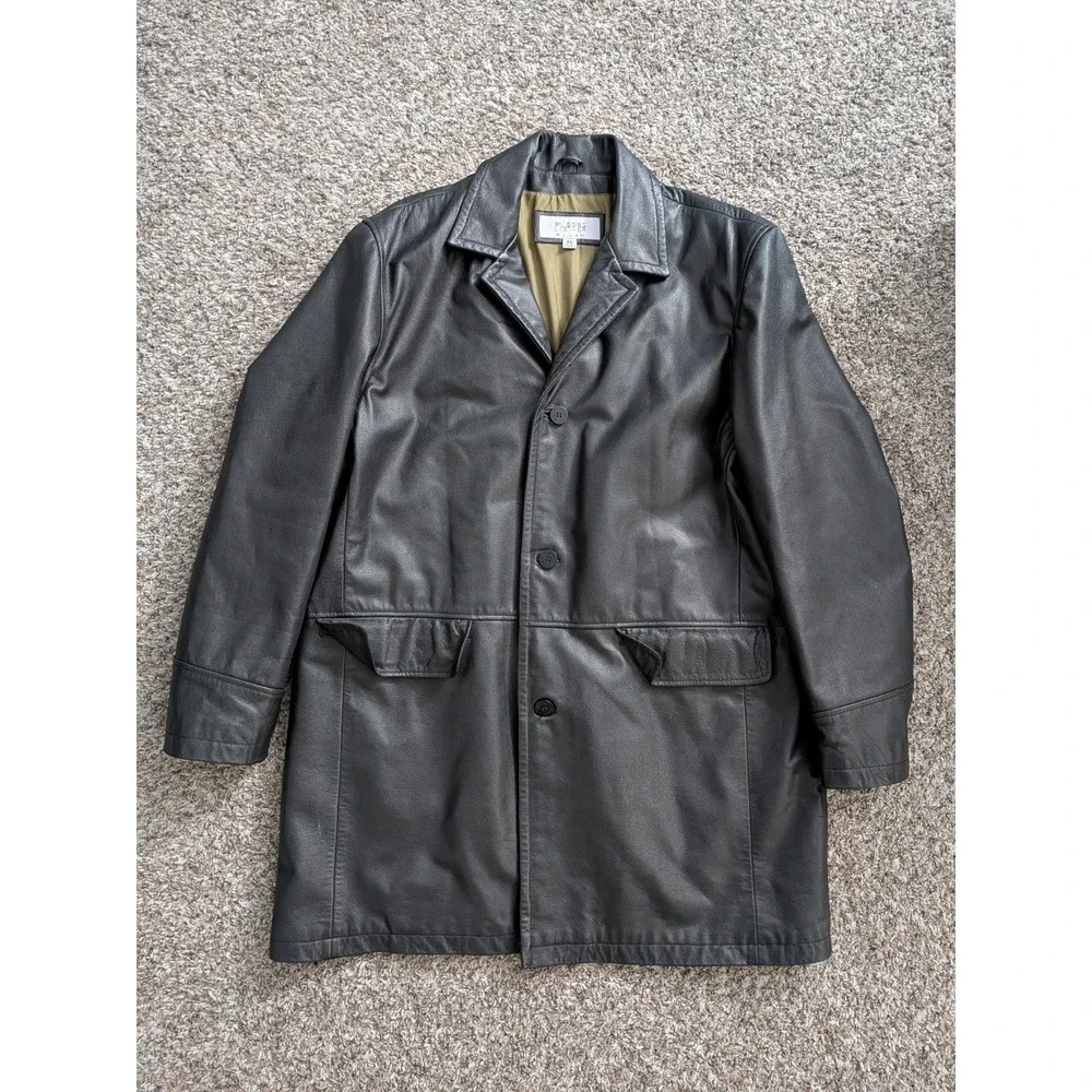 M. Julian Leather Jacket Black Trench Coat Wilson's Leather‎ Men's XL